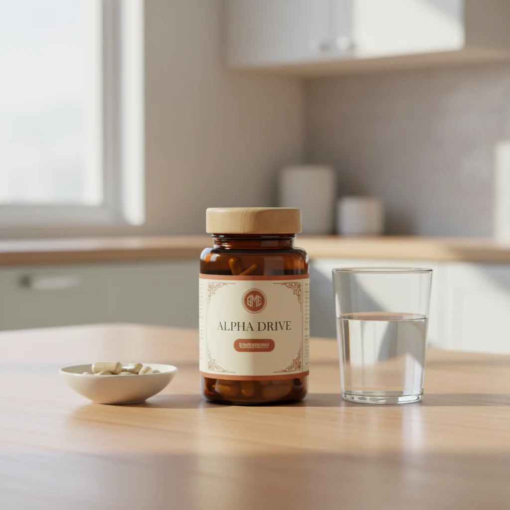 Alpha Drive supplement detail met saw palmetto en lycopeen ingrediënten